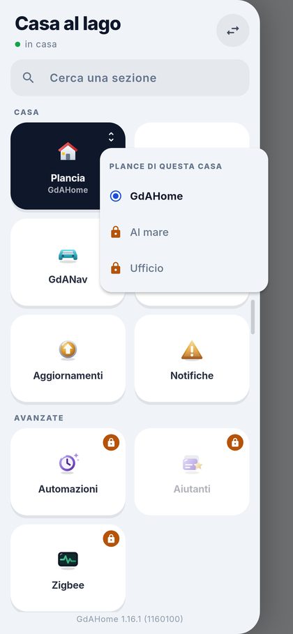 Le plance di una casa: GdAHome, Al mare e Ufficio; le ultime due col lucchetto di Premium.